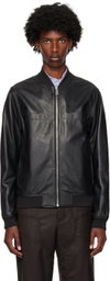 PS by Paul Smith Black Zip Leather Bomber Jacket