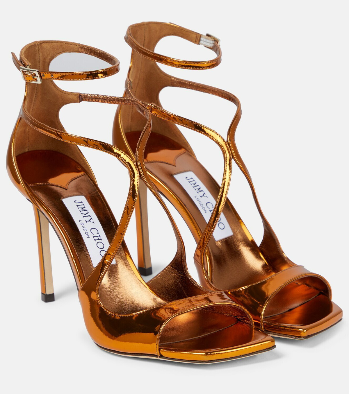 【Jimmy Choo】Azia 95 レザー サンダル☆関税込 JIMMY CHOO Azia 95 patent-leather sandals | NET-A-PORTER