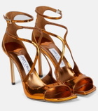 Jimmy Choo Azia 95 mirrored leather sandals