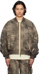 Feng Chen Wang Brown Sandwashed Utility Bomber Jacket
