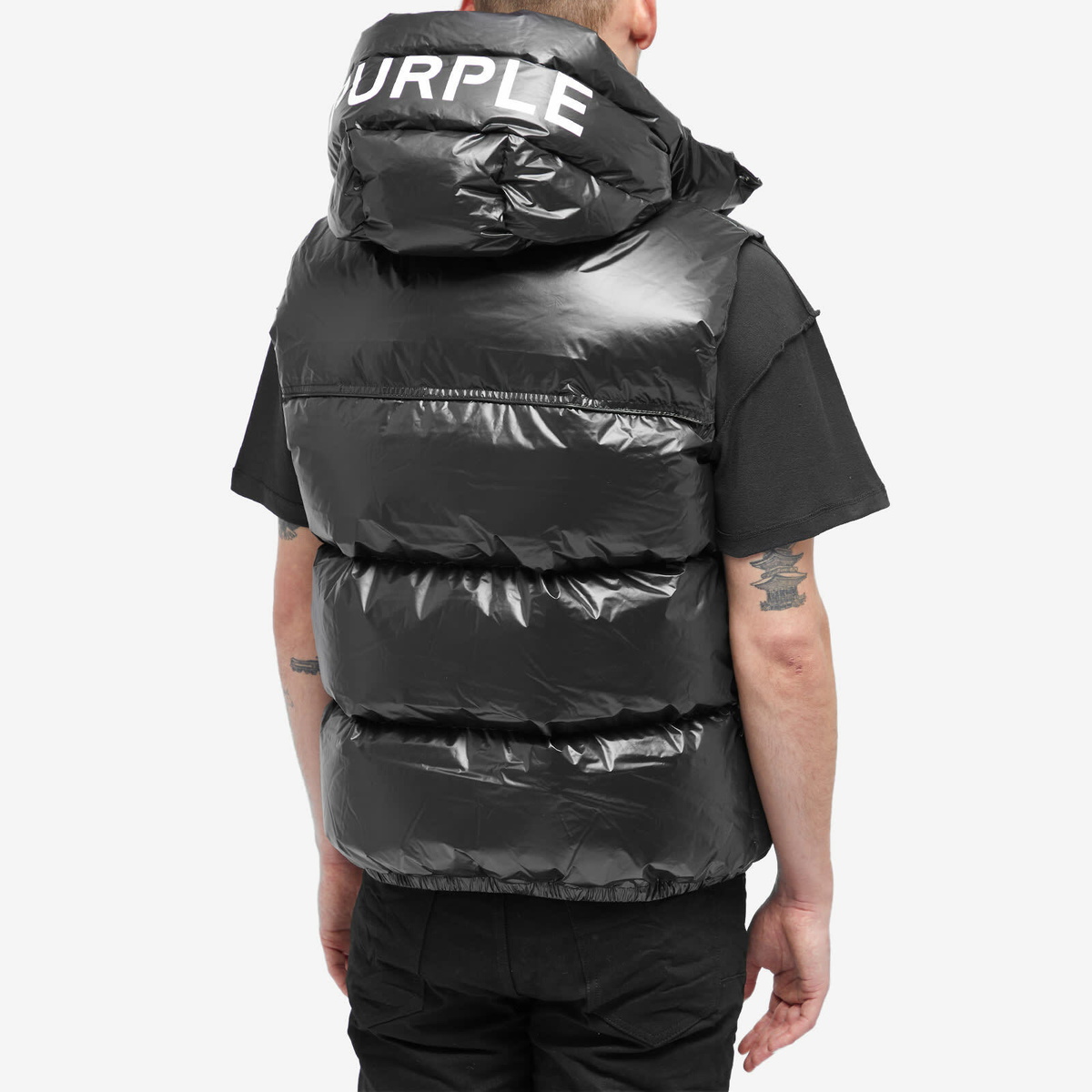 Purple Brand Men's Nylon Puffer Vest in Black