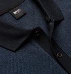 Hugo Boss - Mélange Textured Cotton-Blend Polo Shirt - Blue