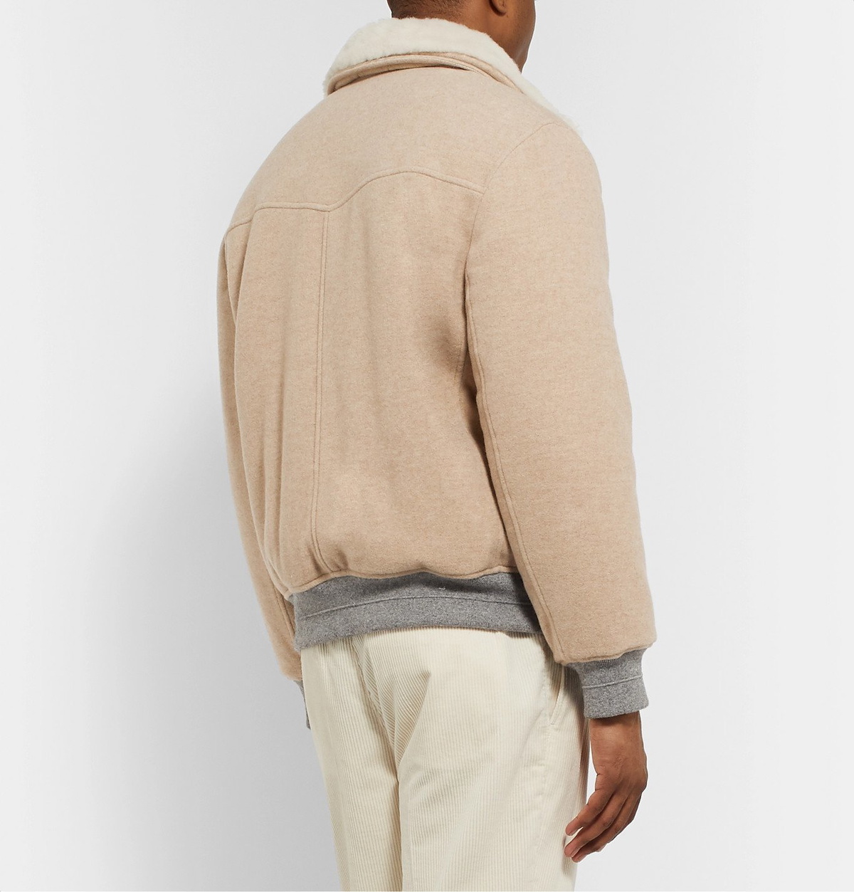 BRUNELLO CUCINELLI Cashmere-Trimmed Shearling Blouson Jacket for