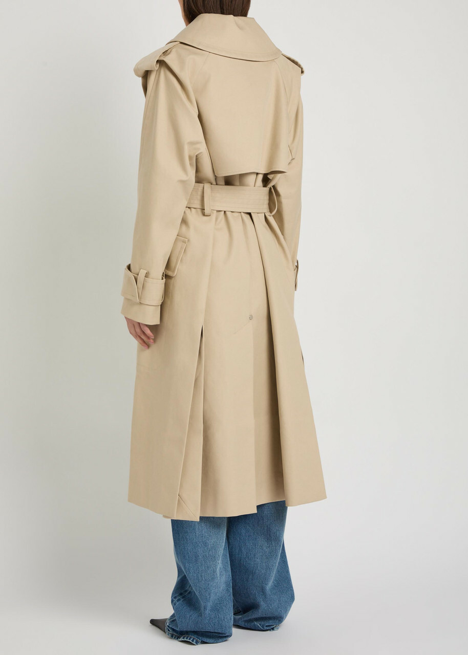 Victoria Beckham Philippa Belted Cotton Trench Coat Beige