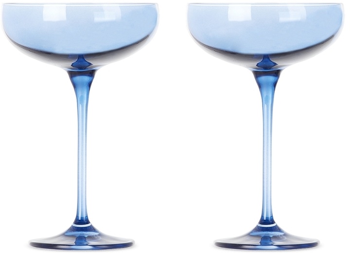 Photo: Estelle Colored Glass Two-Pack Blue Champagne Coupe Glasses, 8.25 oz