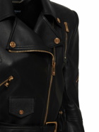 VERSACE - Belted Leather Zip-up Biker Jacket