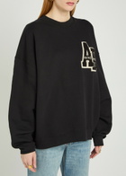 Anine Bing Miles Logo-appliquéd Cotton Sweatshirt Black