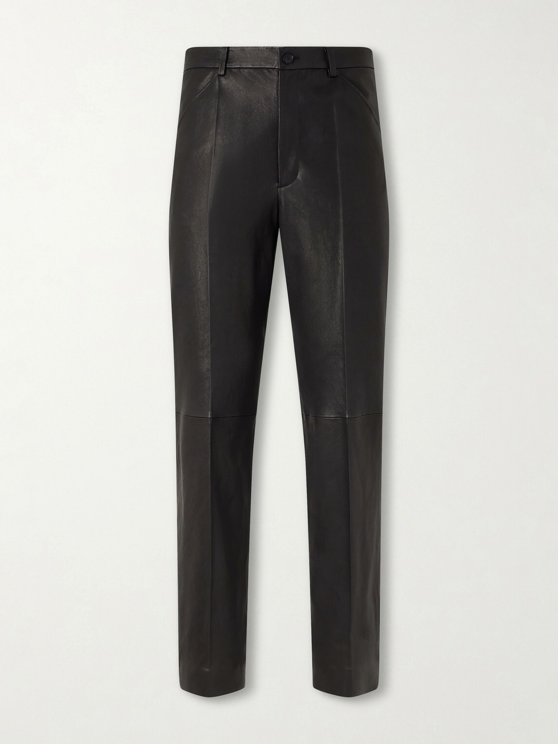 Auralee - Straight-Leg Full-Grain Leather Trousers - Black