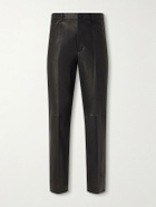 Auralee - Straight-Leg Full-Grain Leather Trousers - Black