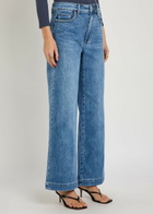 Paige Anessa Braided-trim Wide-leg Jeans Blue