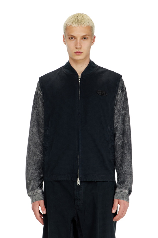 Photo: Diesel Cotton ripstop vest with Oval D patch - Jackets Mens in Black