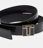 Tom Ford - Logo croc-effect patent leather belt