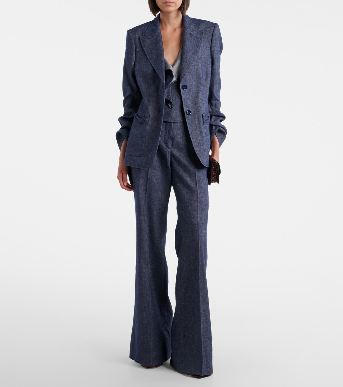 Dorothee Schumacher Fluid Denim ruffled crop top