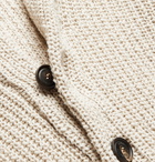 Brunello Cucinelli - Shawl-Collar Contrast-Tipped Ribbed Cotton and Linen-Blend Cardigan - Neutrals