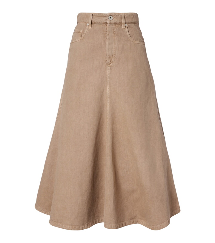 Photo: Brunello Cucinelli Cotton and linen denim midi skirt