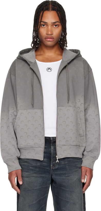 Photo: Marine Serre Gray Faded Moon Sleeve Hoodie