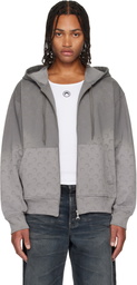 Marine Serre Gray Faded Moon Sleeve Hoodie