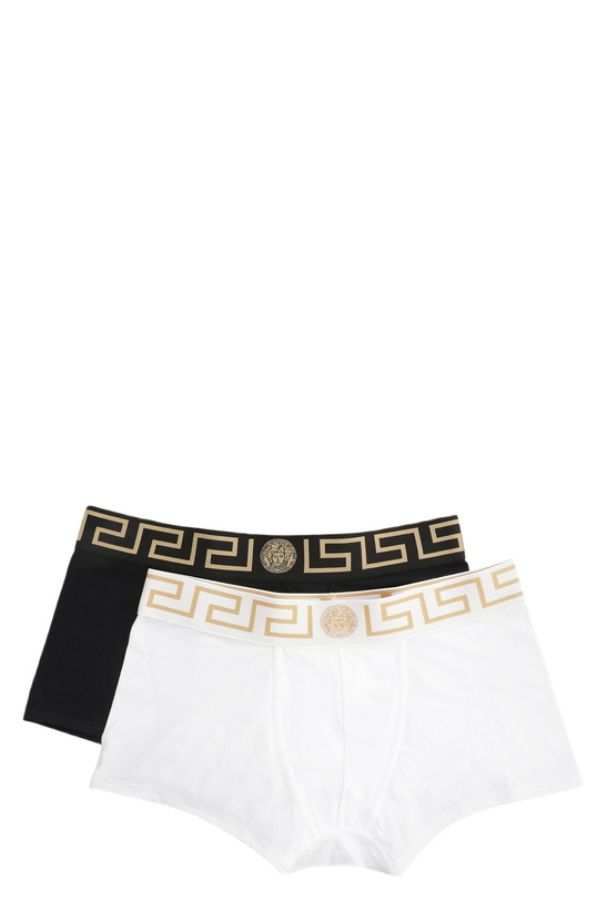 Photo: Versace Set Of Two Cotton Boxers With Logoed Elastic Band