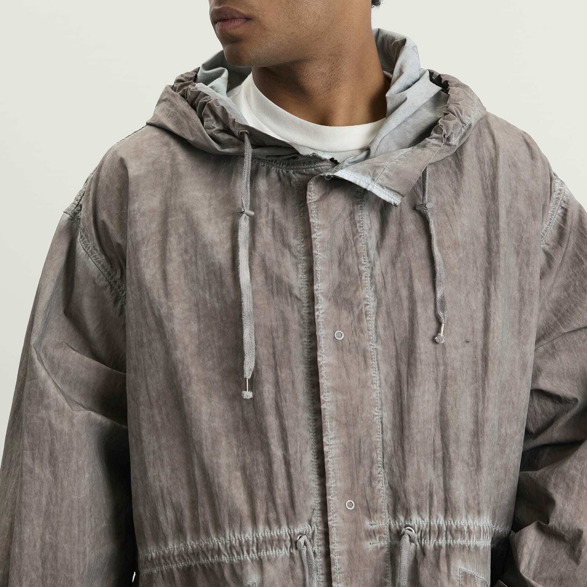 Maison Margiela Men's Parka Jacket Coat in Taupe