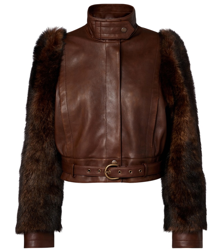 Photo: Chloé Cropped shearling-trimmed leather jacket