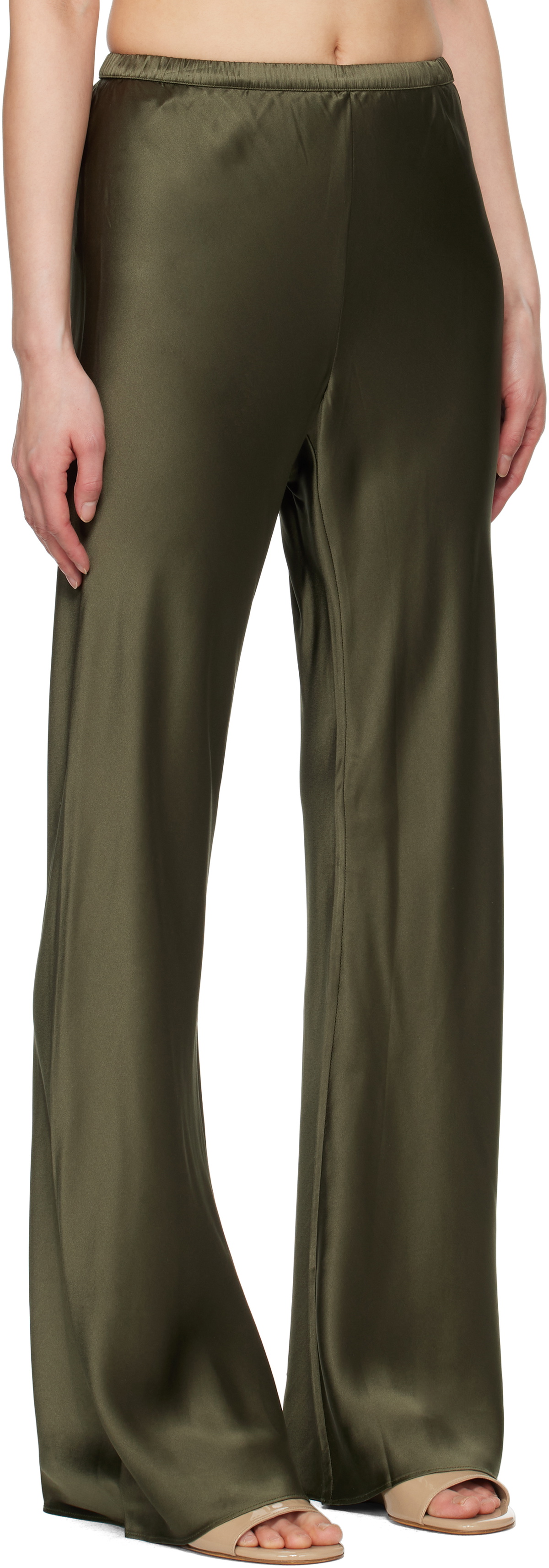Silk Laundry Green Bias Cut Lounge Pants