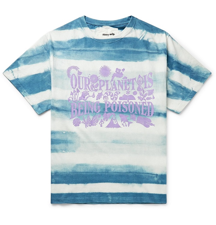 Photo: Story Mfg. - Printed Tie-Dyed Organic Cotton-Jersey T-Shirt - Blue