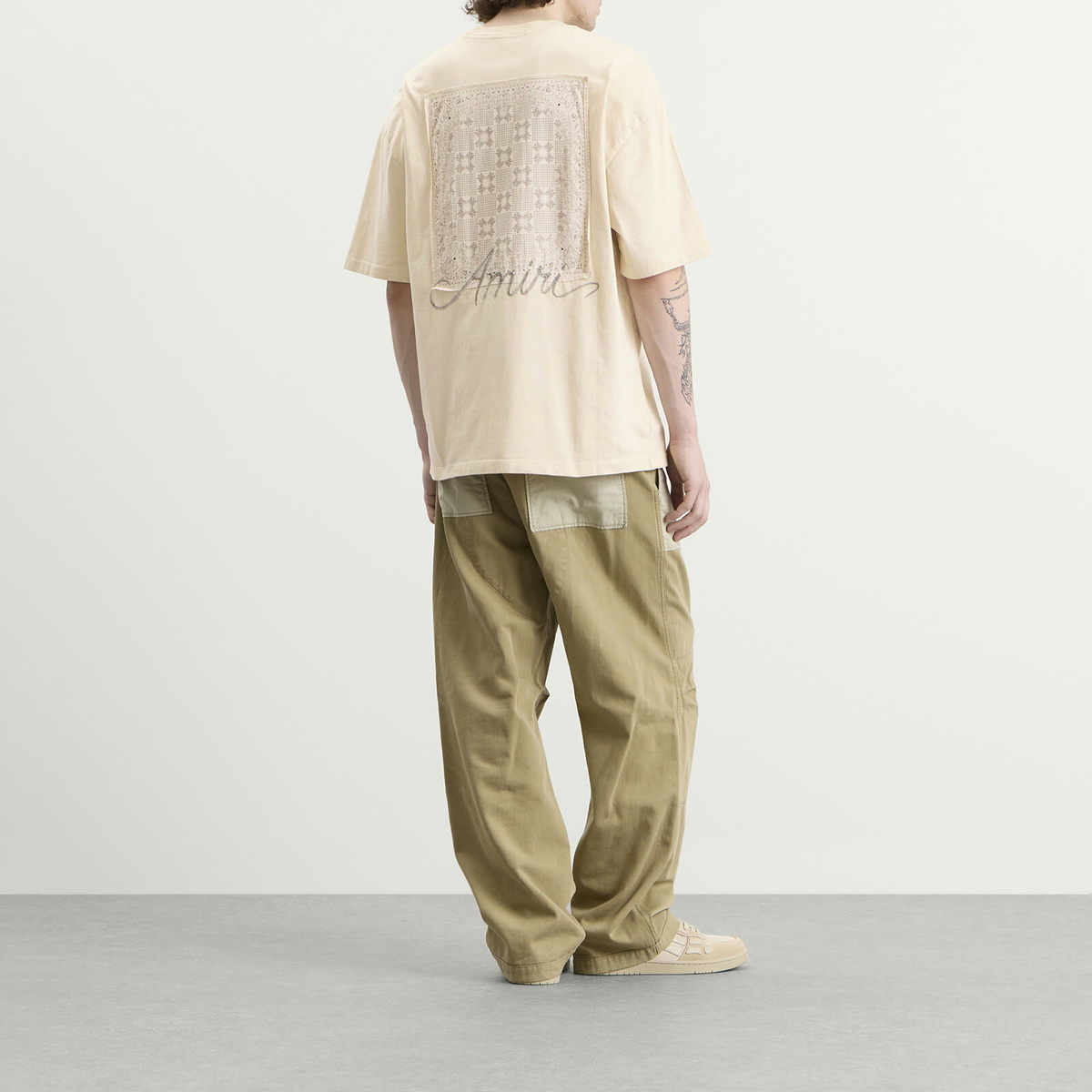 Amiri Men's MA Check Patch Skate T-Shirt in Alabaster