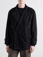 Stòffa - Double-Breasted Suede Jacket - Black