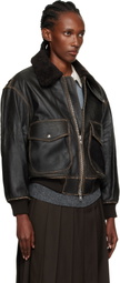 Dunst Brown A-2 Shearling Collared Leather Jacket