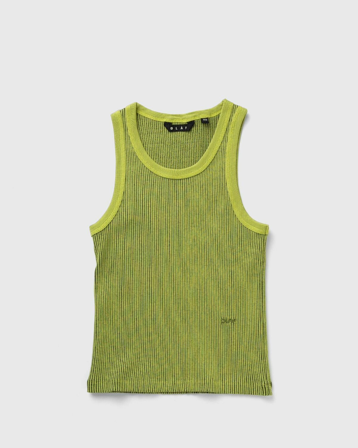 ØLÅF RETRO LOGO RIBBED TANK TOP Green Womens Tops & Tank