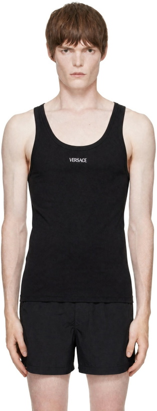Photo: Versace Black Cotton Ribbed Tank Top