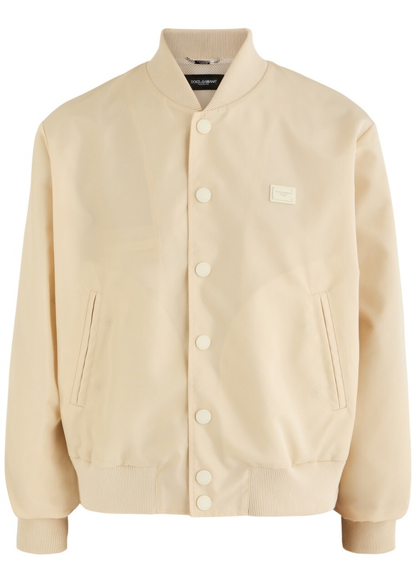 Photo: Dolce & Gabbana Logo Nylon Bomber Jacket Off White