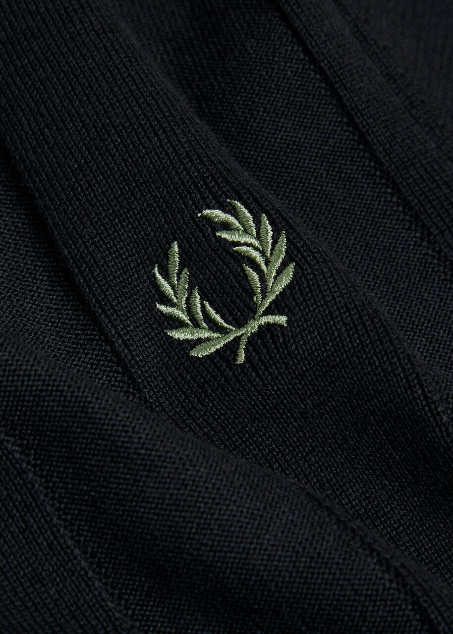 Fred Perry Logo-embroidered Fine-knit Cotton Shirt Navy