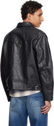 Nudie Jeans Black Eddy Rider Leather Jacket