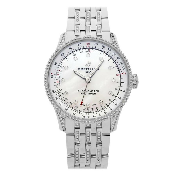 Photo: Breitling Navitimer Automatic Chronometer Mother of Pearl Dial Ladies Watch A17395721G1A1
