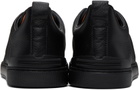 ZEGNA Black Triple Stitch Sneakers