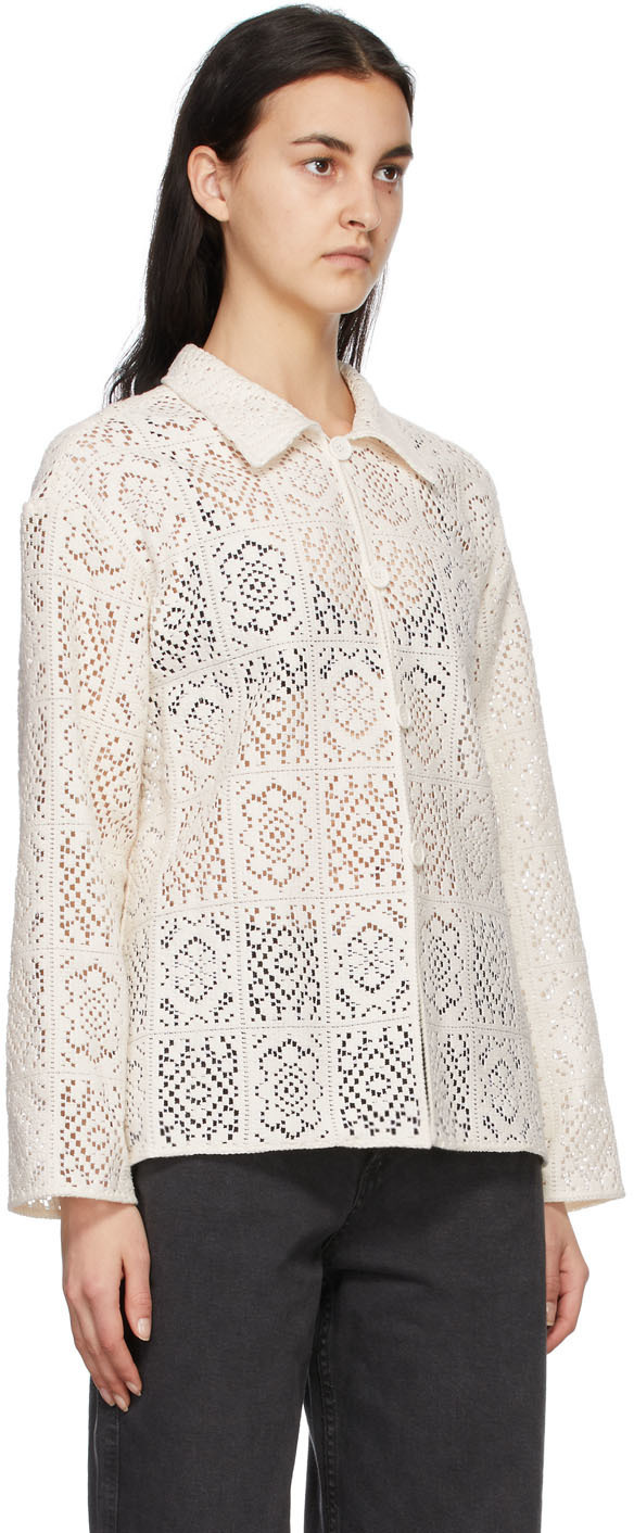 AMOMENTO Off-White Flower Crochet Shirt AMOMENTO