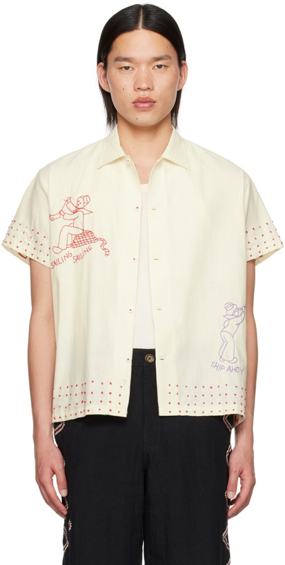 Photo: HARAGO Off-White Embroidered Shirt