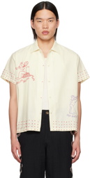 HARAGO Off-White Embroidered Shirt