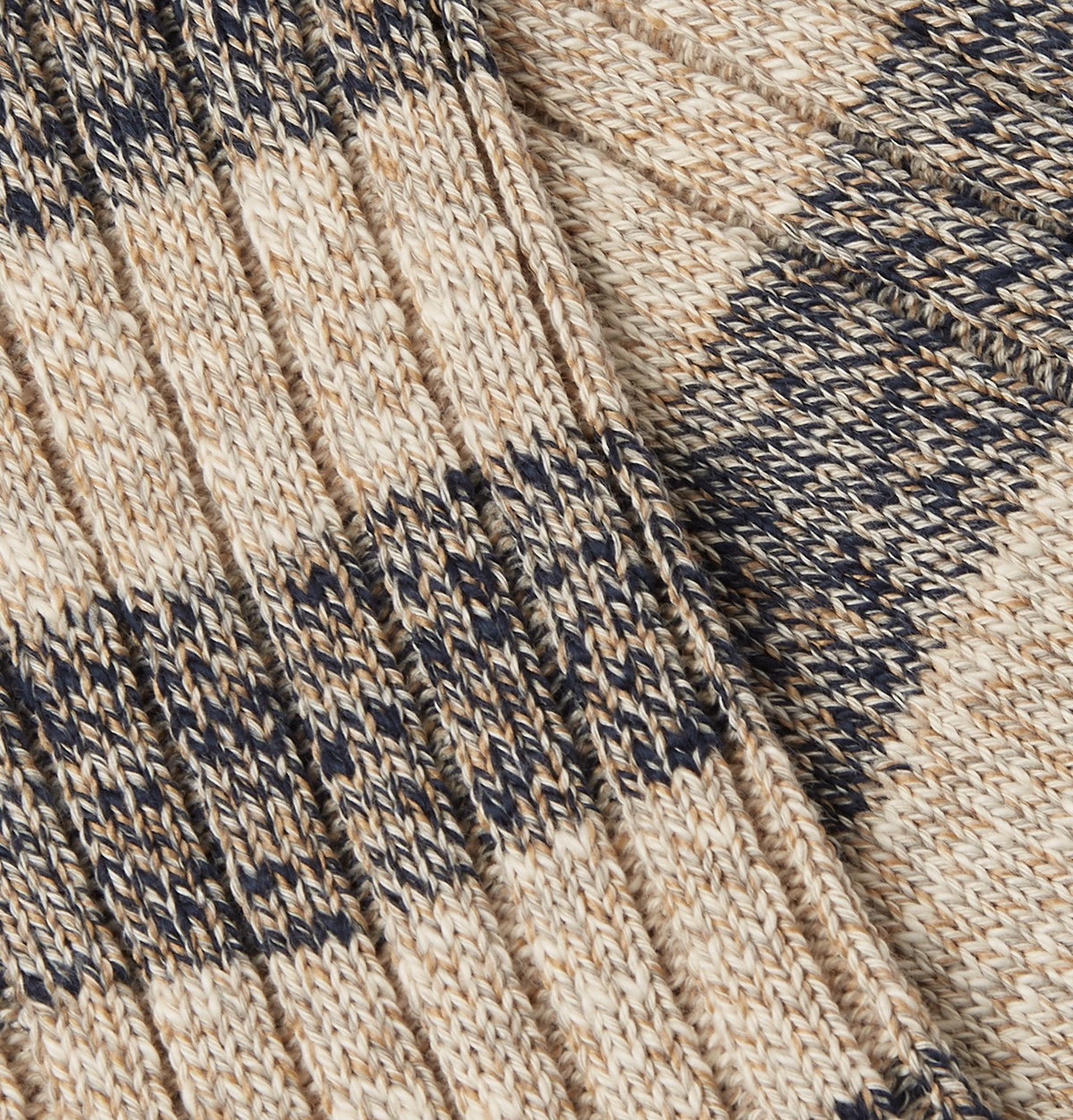Pantherella - Eden Striped Ribbed Mélange Cotton-Blend Socks - Neutrals