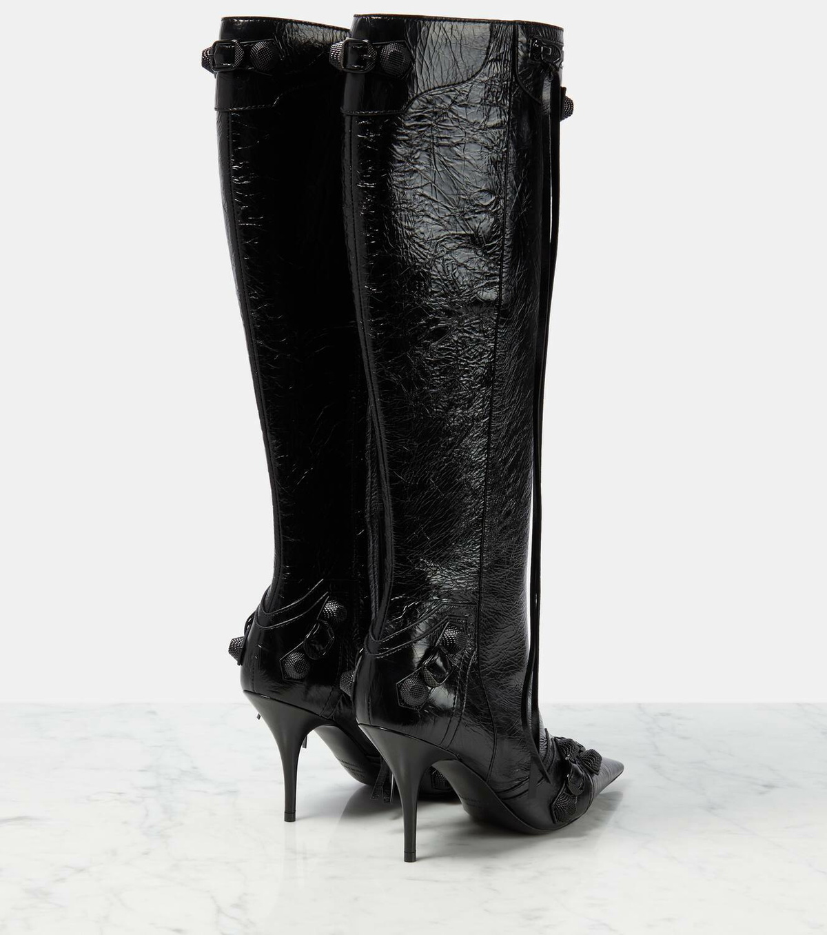 ブーツその他 BALENCIAGA BLACK LEATHER CAGOLE BOOTS Balenciaga 90mm Cagole Boots | Black | FARFETCH