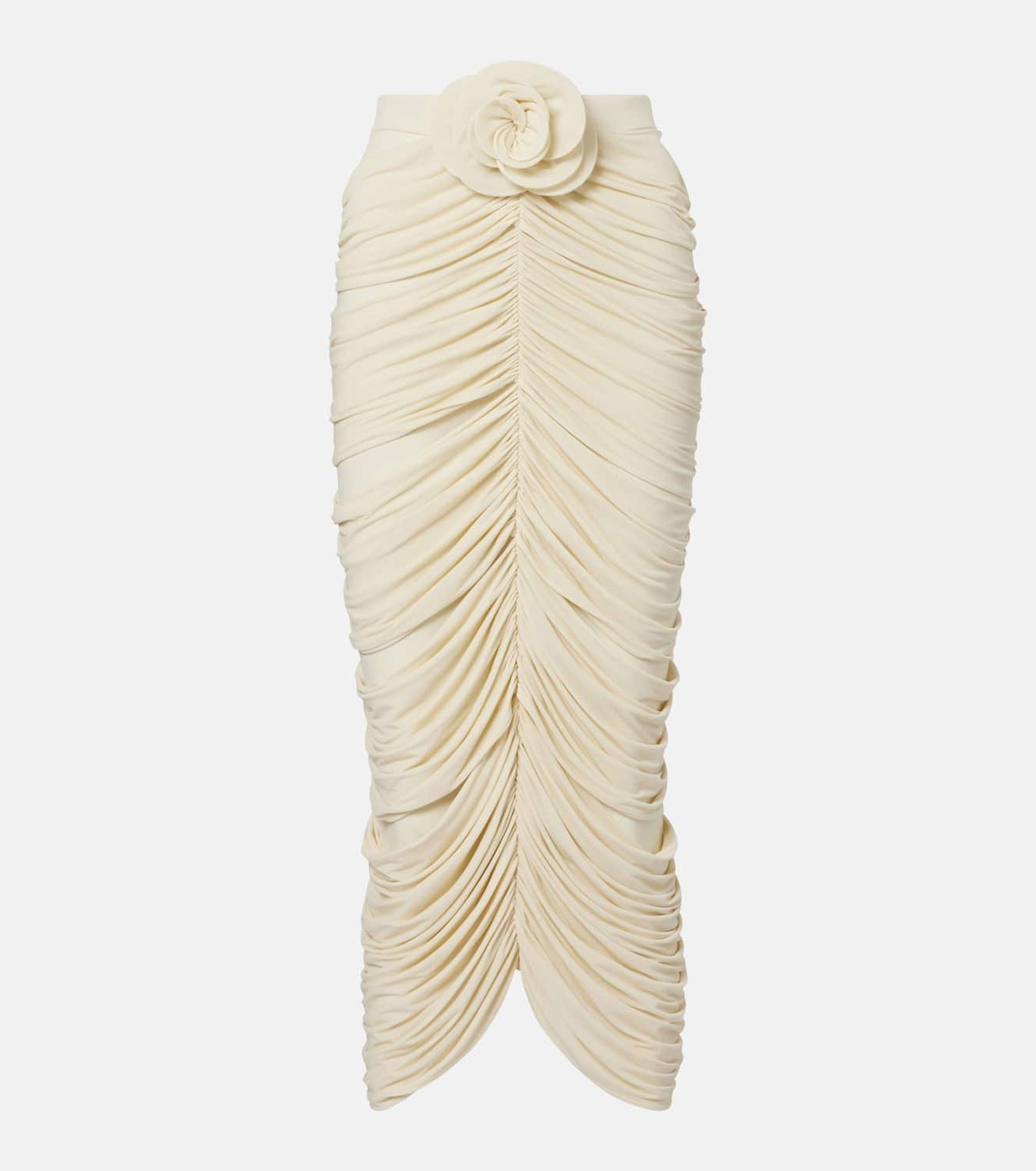 Magda Butrym Floral-appliqué ruched midi skirt