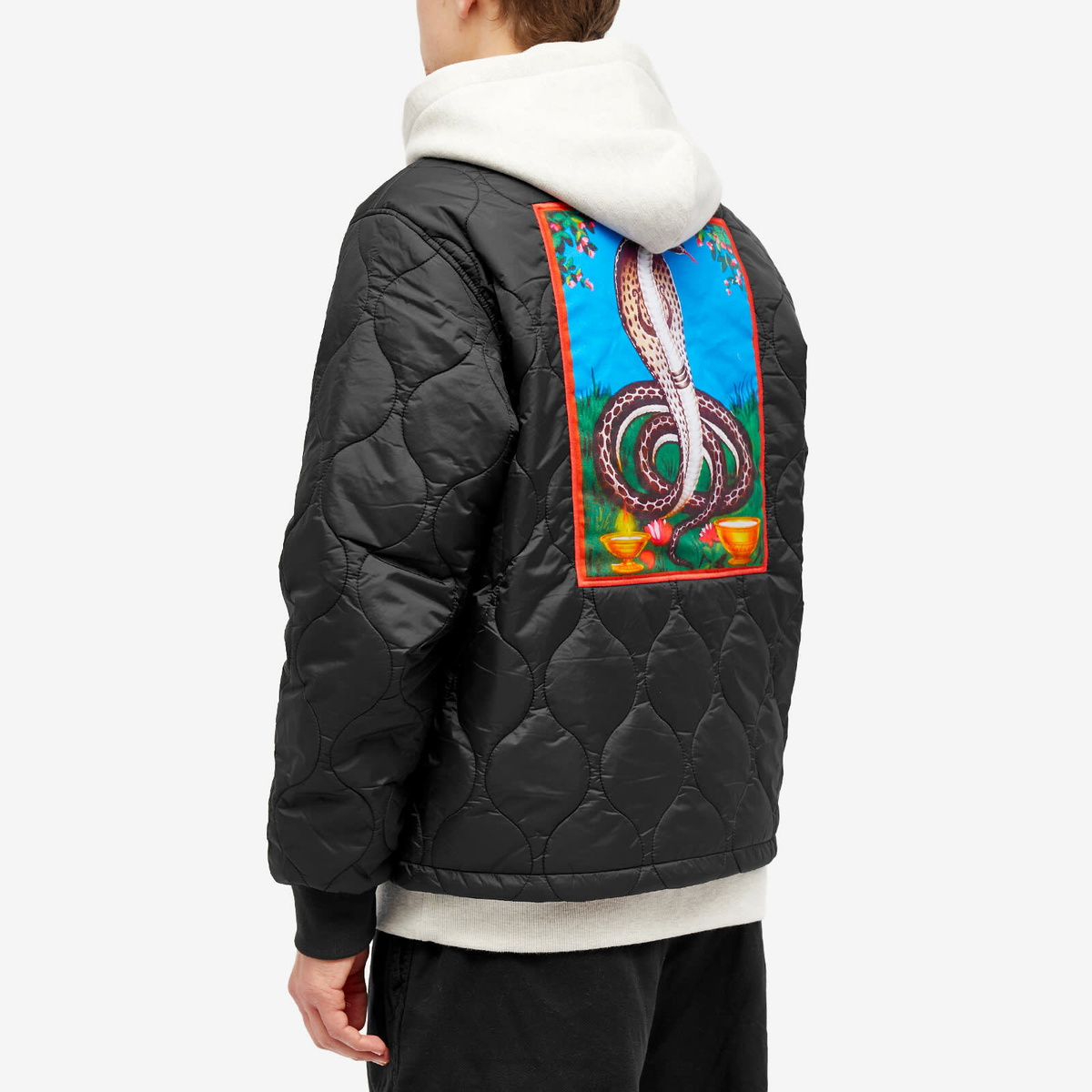 Awake NY Men's Cobra Quilted Bomber Jacket in Black