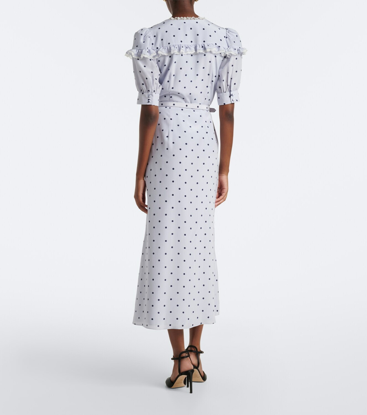 Alessandra Rich Belted polka-dot silk midi dress