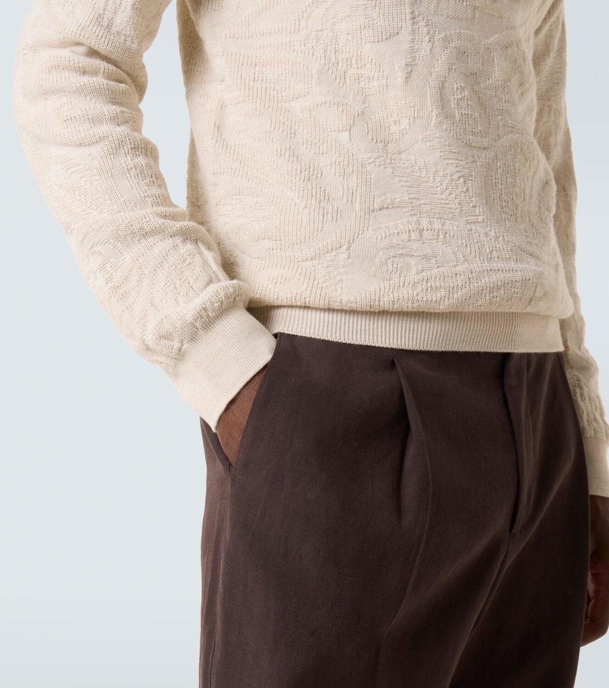 Etro Jacquard wool-blend polo sweater