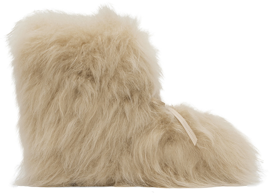 We11done Beige Fur Moccasin Boots