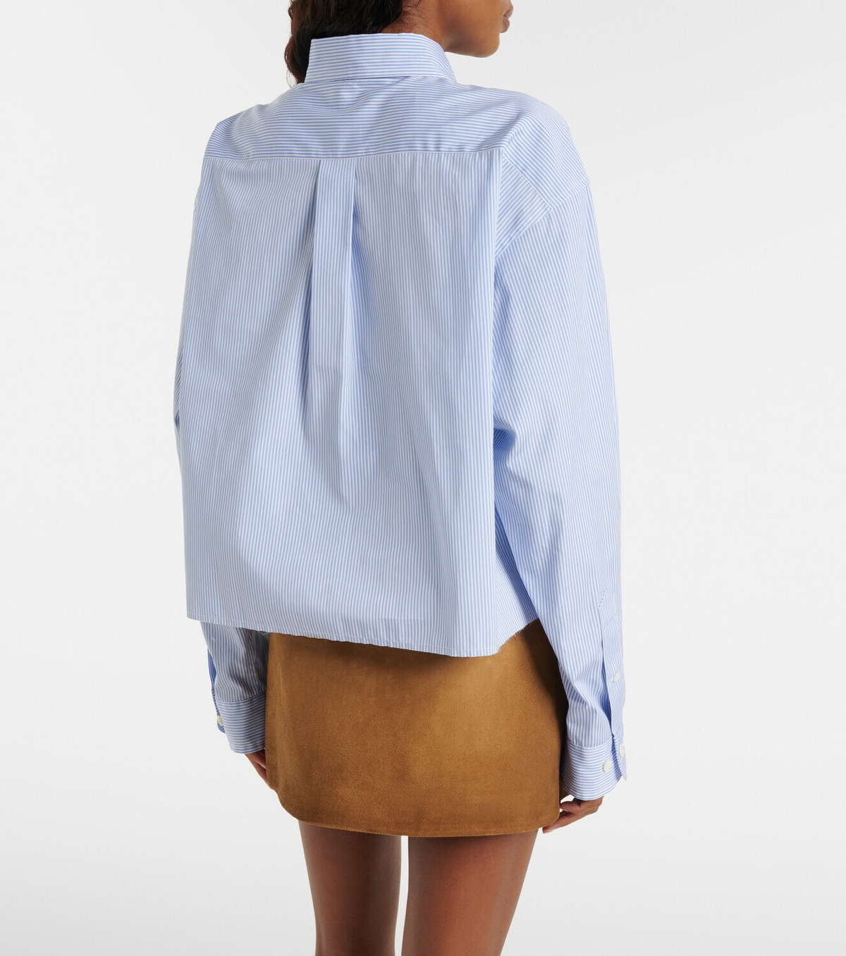 Miu Miu Pinstripe cropped cotton poplin shirt