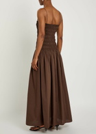Matteau Shirred Cotton-poplin Maxi Dress Chocolate