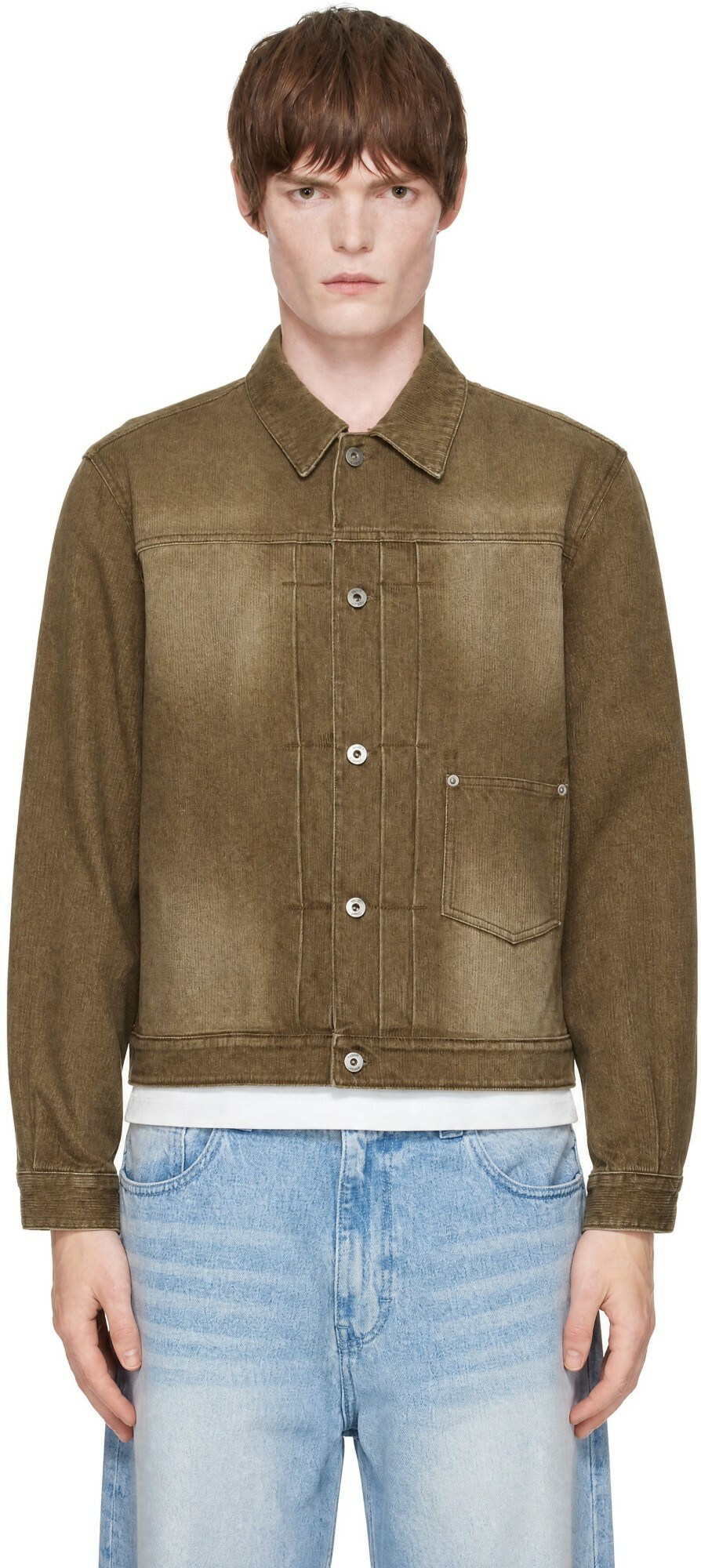 COOR Brown Type 1 Rib Texture Trucker Jacket