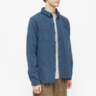 RRL Men's Farell Check Shirt in Blue/Sulphur Black